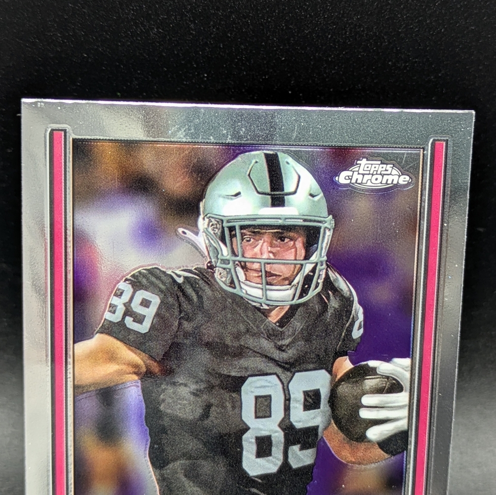 2024 Topps Chrome Brock Bowers RC 1974 Throwback #74TF-12 Vegas Raiders Rookie - Picture 2 of 4